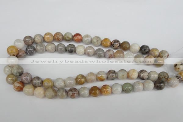 CRO384 15.5 inches 14mm round bamboo leaf agate beads wholesale