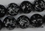 CRO426 15.5 inches 16mm round snowflake obsidian beads wholesale