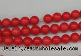 CRO44 15.5 inches 6mm round synthetic coral beads wholesale