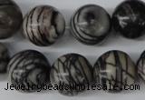 CRO451 15.5 inches 16mm round black water jasper beads wholesale