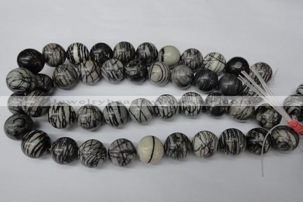 CRO484 15.5 inches 18mm round black water jasper beads wholesale