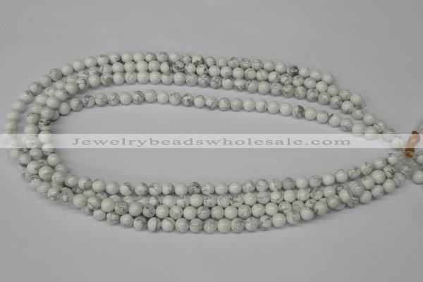 CRO55 15.5 inches 6mm round white howlite turquoise beads wholesale