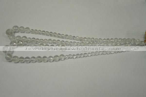 CRO741 15.5 inches 6mm – 14mm faceted round white crystal beads