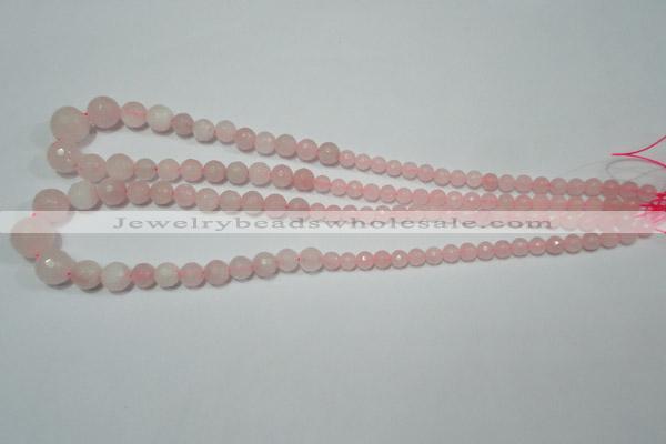 CRO742 15.5 inches 6mm – 14mm faceted round rose quartz beads