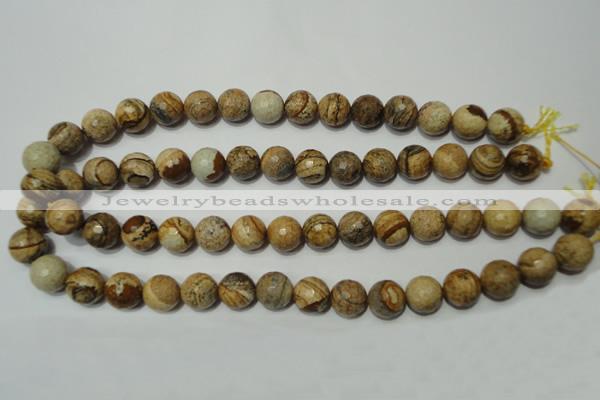 CRO764 15.5 inches 12mm faceted round picture jasper beads wholesale