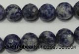 CRO774 15.5 inches 12mm faceted round blue spot stone beads wholesale