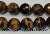 CRO786 15.5 inches 16mm faceted round yellow tiger eye beads wholesale