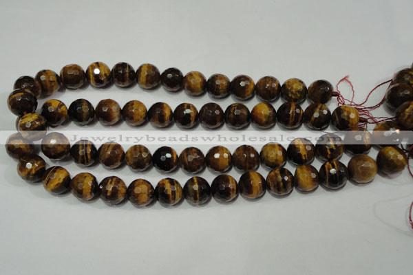 CRO786 15.5 inches 16mm faceted round yellow tiger eye beads wholesale