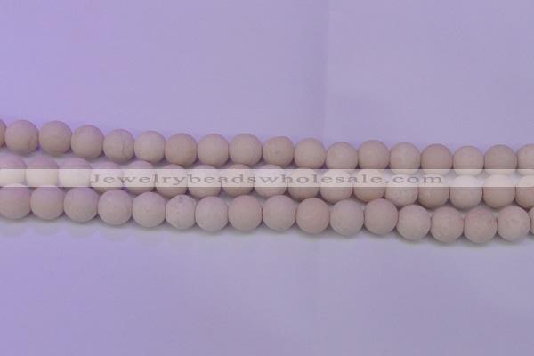 CRO790 15.5 inches 4mm round matte rice white fossil beads