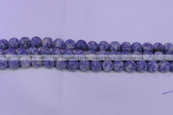 CRO852 15.5 inches 8mm round matte blue spot beads