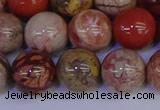 CRO875 15.5 inches 14mm round red porcelain beads wholesale