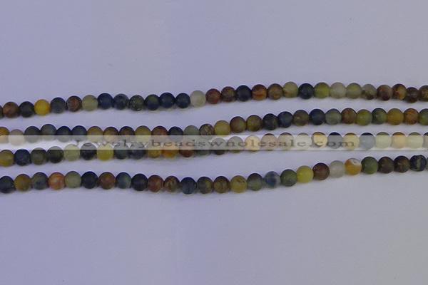 CRO910 15.5 inches 4mm round matte golden pietersite beads