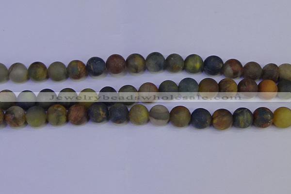 CRO915 15.5 inches 14mm round matte golden pietersite beads