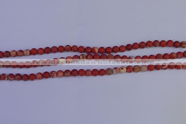 CRO930 15.5 inches 4mm round matte red jasper beads wholesale