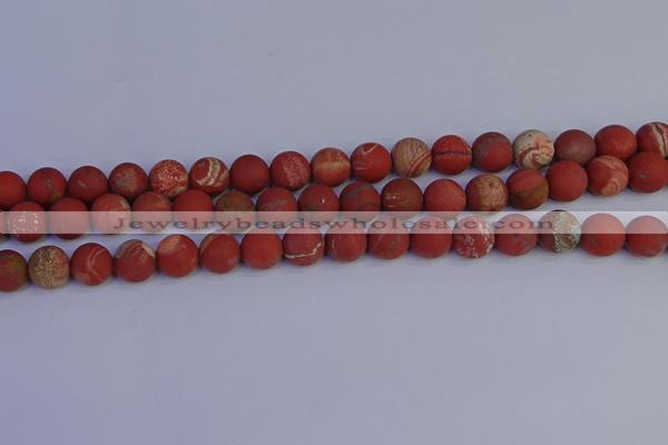 CRO933 15.5 inches 10mm round matte red jasper beads wholesale