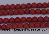 CRO940 15.5 inches 4mm round matte red jasper beads wholesale