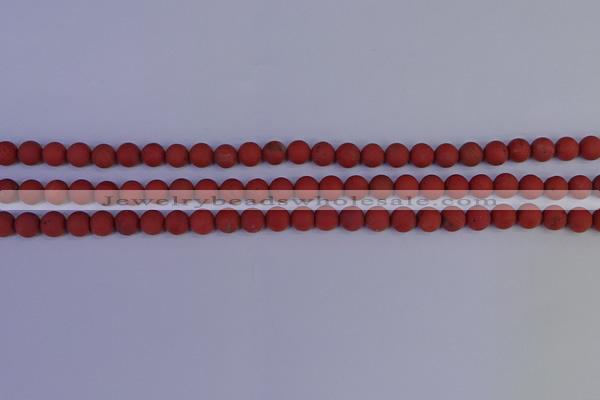 CRO941 15.5 inches 6mm round matte red jasper beads wholesale