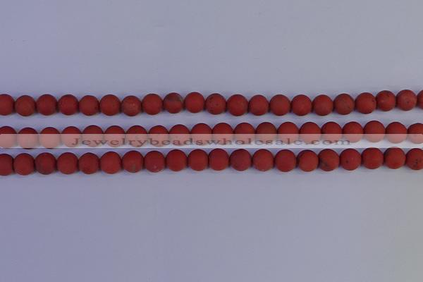 CRO942 15.5 inches 8mm round matte red jasper beads wholesale