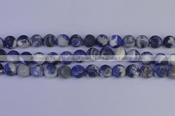 CRO955 15.5 inches 14mm round matte sodalite beads wholesale