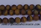 CRO960 15.5 inches 4mm round matte yellow tiger eye beads wholesale