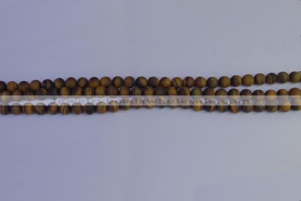 CRO960 15.5 inches 4mm round matte yellow tiger eye beads wholesale