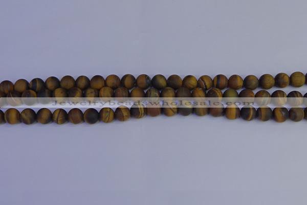 CRO962 15.5 inches 8mm round matte yellow tiger eye beads wholesale