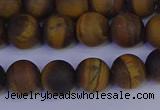 CRO963 15.5 inches 10mm round matte yellow tiger eye beads wholesale