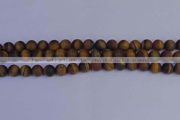 CRO964 15.5 inches 12mm round matte yellow tiger eye beads wholesale