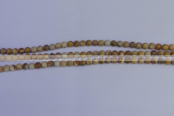 CRO970 15.5 inches 4mm round matte picture jasper beads wholesale