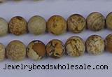 CRO971 15.5 inches 6mm round matte picture jasper beads wholesale