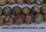 CRO972 15.5 inches 8mm round matte picture jasper beads wholesale