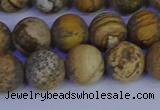 CRO973 15.5 inches 10mm round matte picture jasper beads wholesale