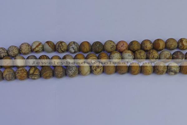 CRO973 15.5 inches 10mm round matte picture jasper beads wholesale