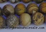 CRO974 15.5 inches 12mm round matte picture jasper beads wholesale