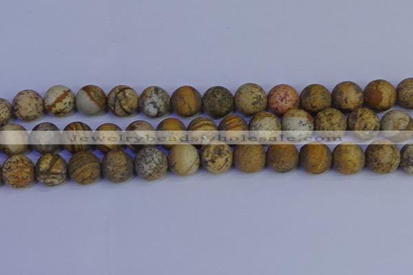 CRO975 15.5 inches 14mm round matte picture jasper beads wholesale