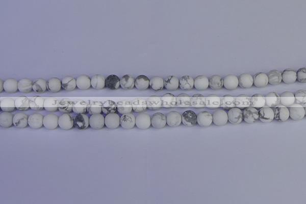 CRO982 15.5 inches 8mm round matte white howlite beads wholesale