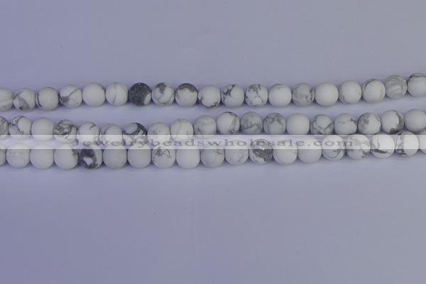 CRO983 15.5 inches 10mm round matte white howlite beads wholesale