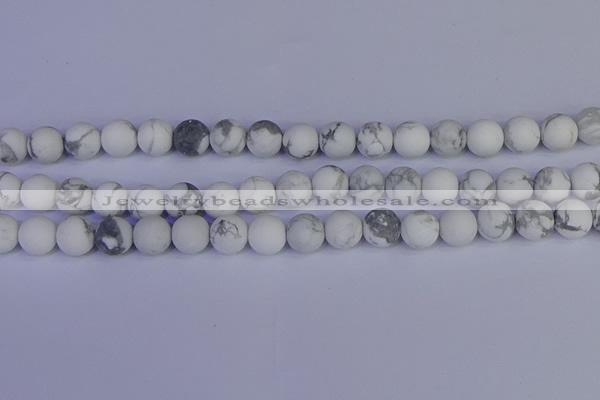 CRO984 15.5 inches 12mm round matte white howlite beads wholesale