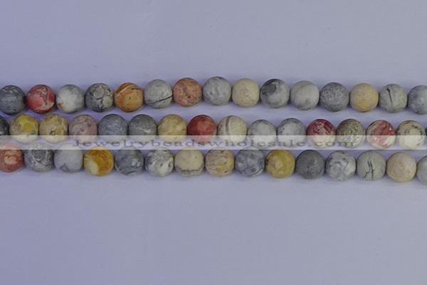 CRO995 15.5 inches 14mm round matte sky eye stone beads wholesale