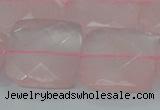 CRQ102 15.5 inches 25*25mm faceted square natural rose quartz beads