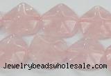 CRQ104 15.5 inches 20*20mm lotus shaped natural rose quartz beads