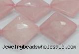 CRQ107 15.5 inches 20*20mm faceted diamond natural rose quartz beads