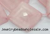 CRQ108 15.5 inches 30*30mm faceted diamond natural rose quartz beads