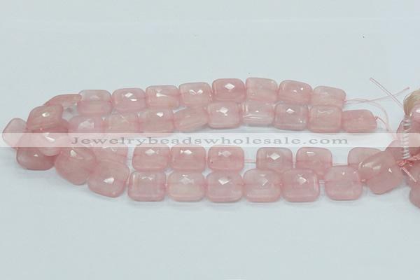 CRQ109 15.5 inches 20*20mm faceted square natural rose quartz beads