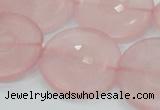 CRQ111 15.5 inches 30mm faceted coin natural rose quartz beads