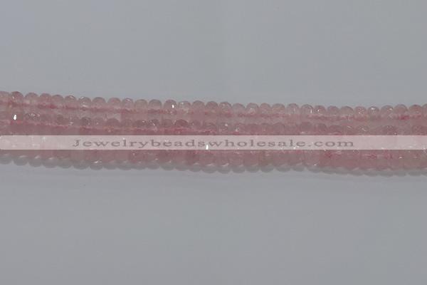 CRQ116 15.5 inches 5*8mm faceted rondelle rose quartz beads