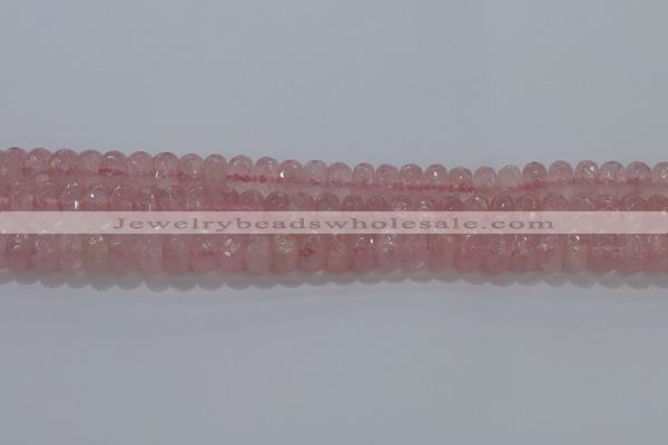 CRQ117 15.5 inches 6*10mm faceted rondelle rose quartz beads