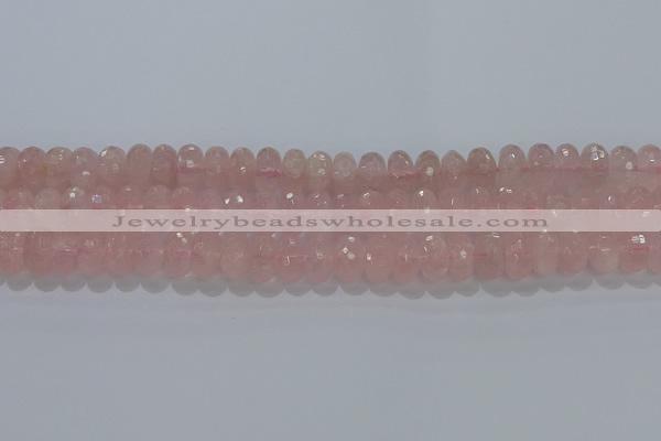 CRQ118 15.5 inches 7*12mm faceted rondelle rose quartz beads