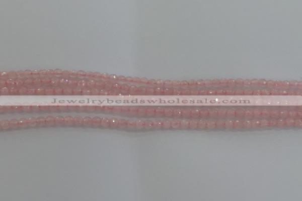 CRQ128 15.5 inches 4mm faceted round natural rose quartz beads