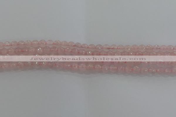 CRQ129 15.5 inches 6mm faceted round natural rose quartz beads